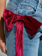Red Velvet Bowknot Jeans