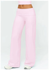 Wide Leg Fold Over Low Rise Flare Yoga Sweatpants