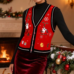 Christmas Embroidery Knit Vest