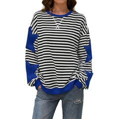 Star Appliques Striped Sweatshirt