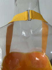 Orange Bandage Halter Midi Dress