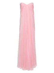 Pink Strapless Draped Maxi Dress