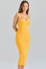 Yellow Bandage Midi Dress