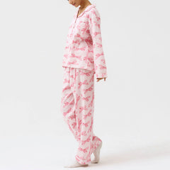 Pink Bow Print Pajama Loungewear Set