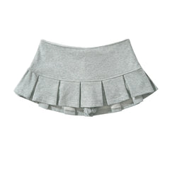 Rib Zipper Sweatshirt And Low Waist Pleated Mini Skirt Set