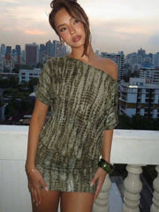 Tie Dye One Shoulder Open Back Mini Dress