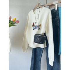 Cartoon Sausage Dog Appliques Knitted Sweater