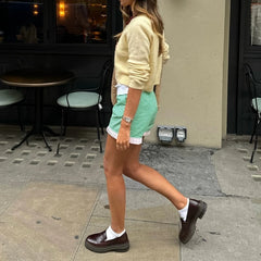 Charming Vintage Plaid Shorts - High Waist & Ruffled Hem