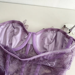 3D Butterfly Purple Strapless Corset