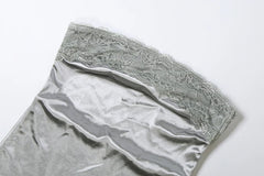 Silver Satin Tube Top And Irregular Hem Midi Skirt Set