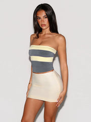 Color Block Patchwork Tube Top