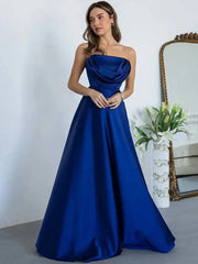 Satin Strapless Drape Maxi Gown