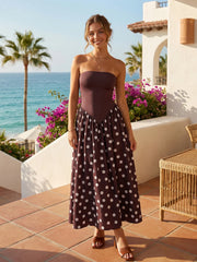Polka Dot Hem Tank Patchwork Maxi Dress