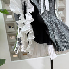 Peter Pan Collar Polka Dot Bow Flared Mini Dress