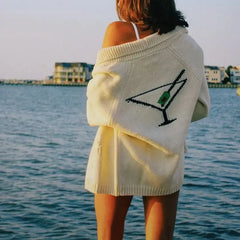 Shawl Collar Back Printed Cardigan