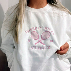 Beverly Hills Tennis Letters Embroidered Sweatshirt