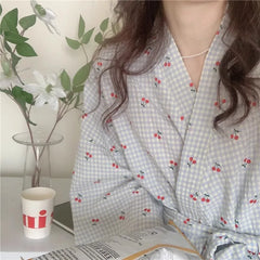 Printed Long Sleeve Night Gown Robe