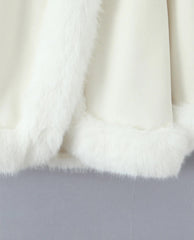 White Faux Fur Collar Woollen Coat