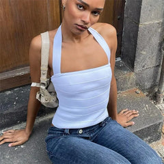 Horizontal Bandage Halter Crop Top