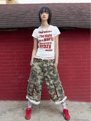 White Graphic Red Print T-shirt