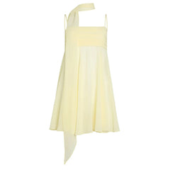 Spaghetti Strap Mesh Mini A-line Dress with Scarf