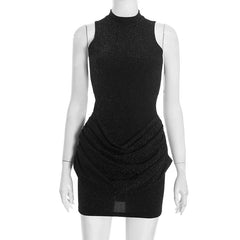 Glitter Ruched Mini Tank Dress