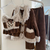 Brown Plush 3 Piece Pajama Set