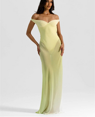 Wrap Off-shoulder Strap Mesh Bodysuit Maxi Dress