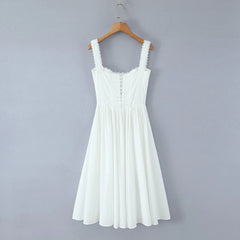 Back Lace Up Strap Midi Dress