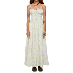 Smocked Spaghetti Strap Stripe Maxi Dress