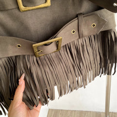 Tassels Double Sashes Mini Skirt