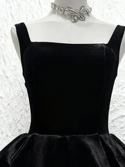 Black Velvet Puff Layered Hem Mini Dress