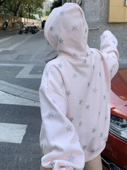 Pink Star Print Hoodie