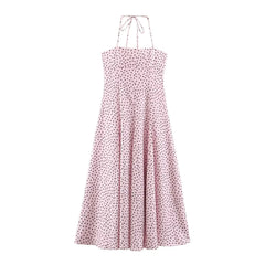 Polka Dot Tie Strap Midi Dress