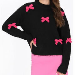 Bow 3D Bow Appliques Sweater