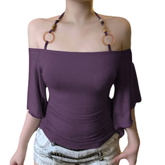 Halter Neck Beaded Strap Top