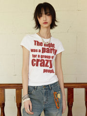 White Graphic Red Print T-shirt