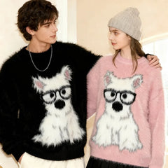 Cartoon Dog Graphic Sweater
