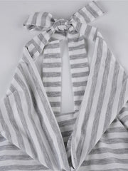 Grey Stripe Halter Mini Dress