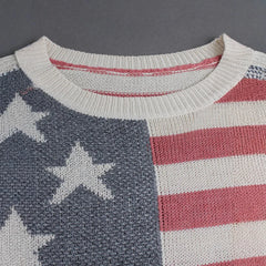 Faded American Flag Knit Long Sleeve Top