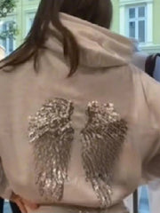 Sequin Angel Wings Hooded Sweatshirt And Sweat Pants