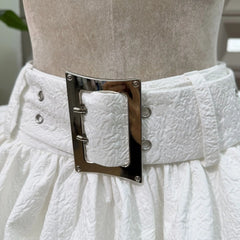 Lace Sheer Corset Crop Top And Wide Belt Bubble Hem Skirt Set