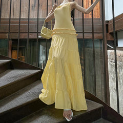 Open Back Ruffled Maxi Dress