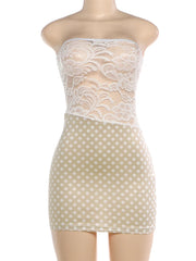 See Through Polka Dot Print Patchwork Mini Dress
