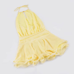 Yellow Backless Ruffle Mini Dress