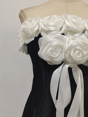 Rose Appliques Strapless Mini Dress