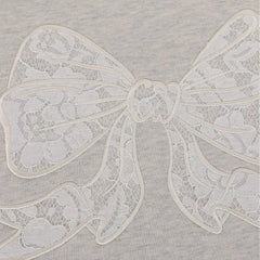 Grey Lace Bow Patchwork Sweatshirt