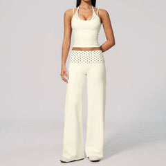 Printed Patchwork Crop Top And Leggings Set