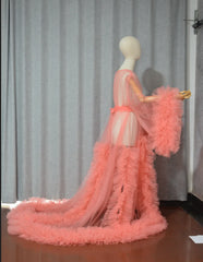 Long Tulle Fluffy Sleepwear Robes