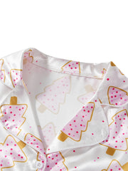 Santa/Christmas Print Shirts Top and Pants Loungewear Set